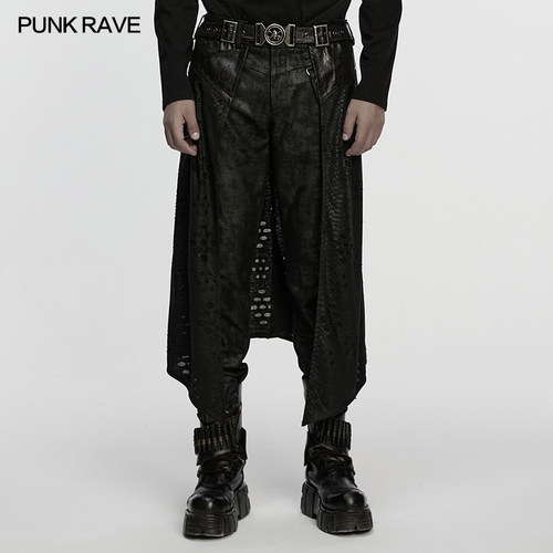 朋克风破坏针织半身裙男款