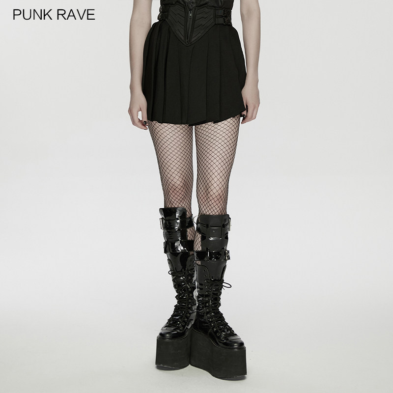 赛博朋克风百褶裙女2026春夏新款黑色高腰半身裙设计感A字裙短裙