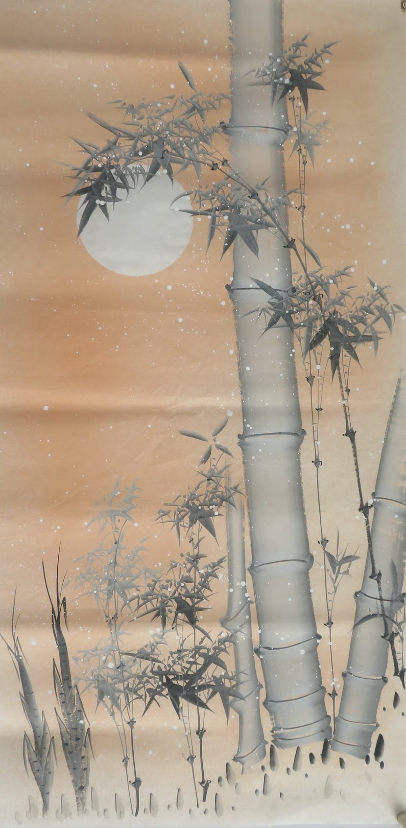 手绘宣纸小写意中式国画四尺竹子花鸟无款雪竹玄关装饰RA1050313 - 实物图