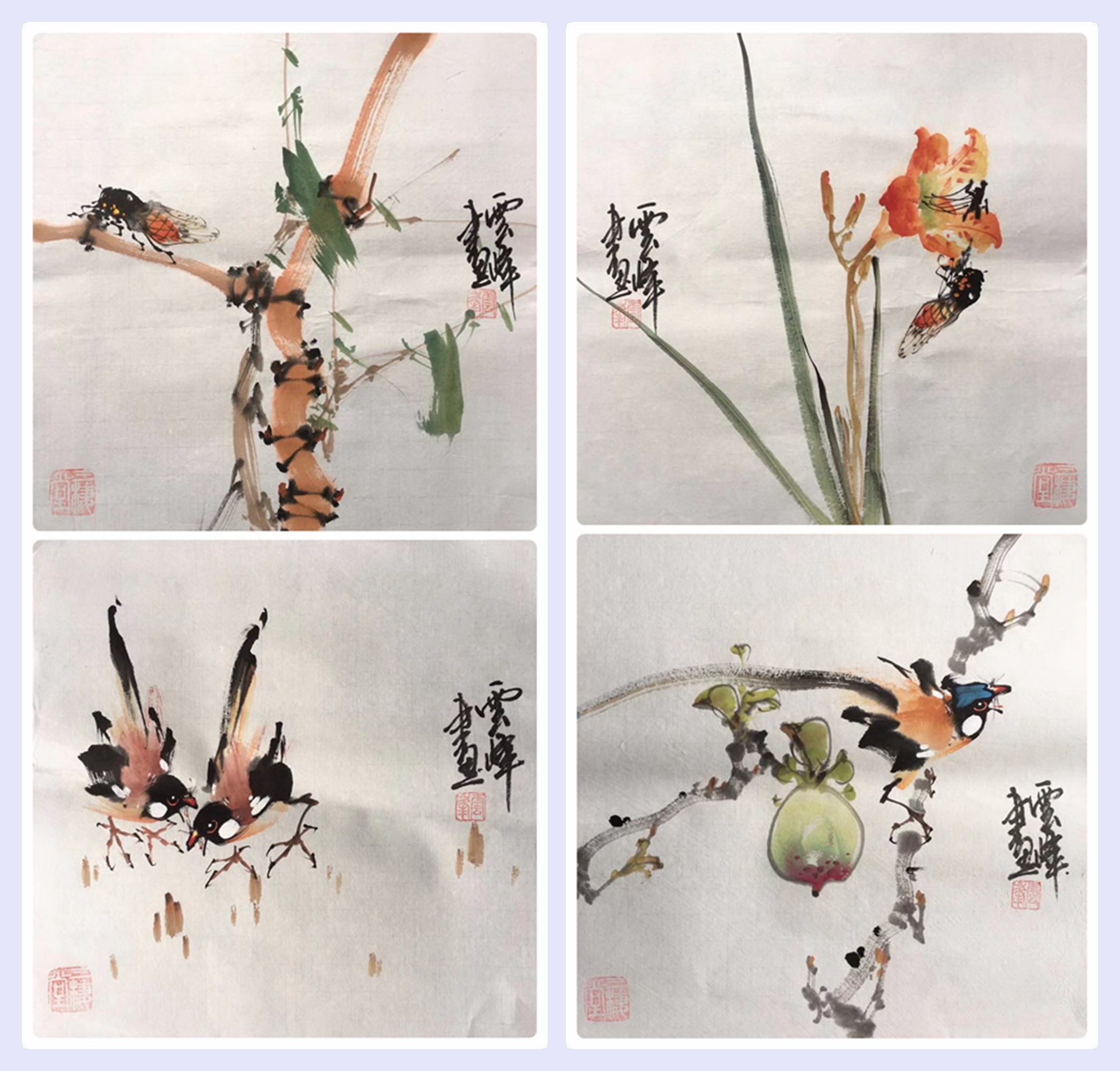 手绘国画花鸟客厅装饰字画特价斗方水墨写意无款画芯原稿小品R14