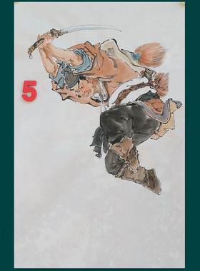 手绘精品写意三国四尺三开竖幅人物国画玄关家居装饰字画RF6505