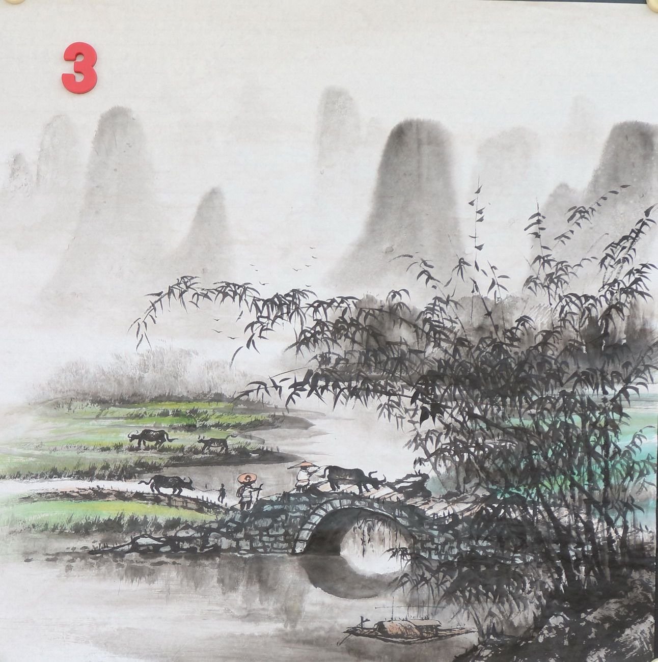 画芯纯手绘水墨写意聚宝盆三尺山水国画横幅字画客厅装饰R3