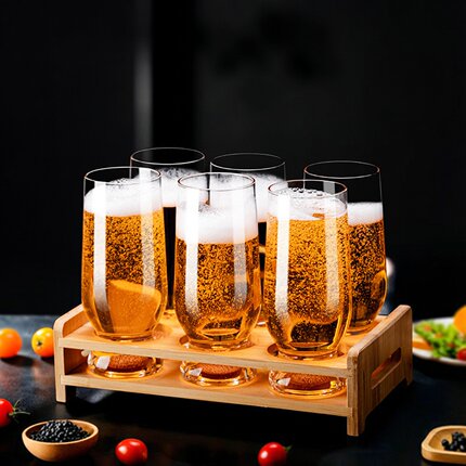金箔啤酒杯高档庆功用玻璃啤酒杯套装家用创意小麦酒杯精酿扎啤