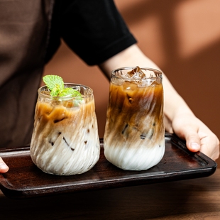 高硼硅玻璃咖啡杯家用大容量冰美式拿铁水杯耐高温透明杯绿茶水杯