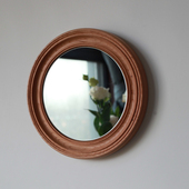 imooo原创法式 复古圆形镜子壁挂中古风梳妆镜客厅玄关挂墙装 饰镜