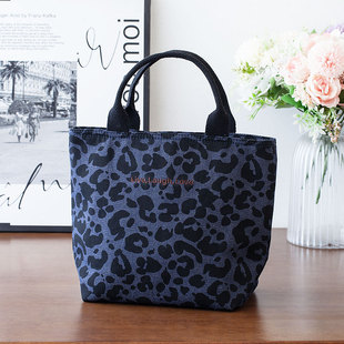 集物优品新款 手提袋托特妈咪包便当包布袋休闲饭盒包 百搭豹纹时尚