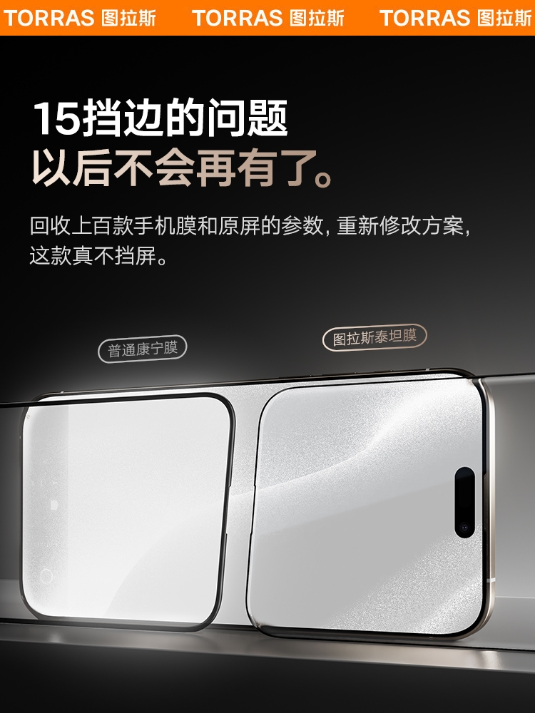 Turas new iPhone15ProMax tempered film is suitable for Apple 14Pro mobile phone, 15 dust-free bin, 14 film, 13 full coverage, 12 anti-drop ip, HD Plus, anti-fingerprint por protection, pm