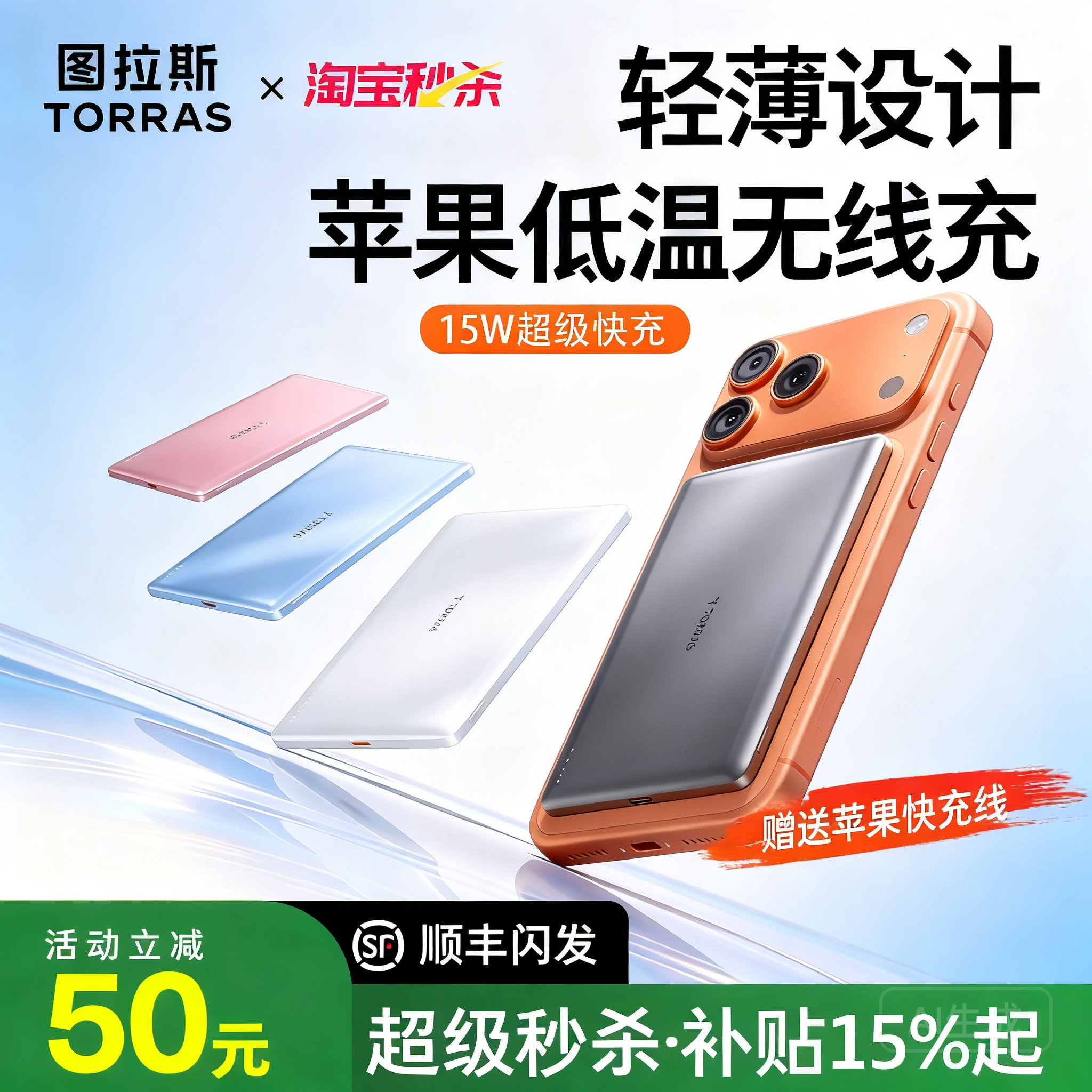 图拉斯磁吸无线充电宝2026新款小云宝3c认证可上飞机移动电源适用于苹果大容量款快充手机超薄小巧专用便携17