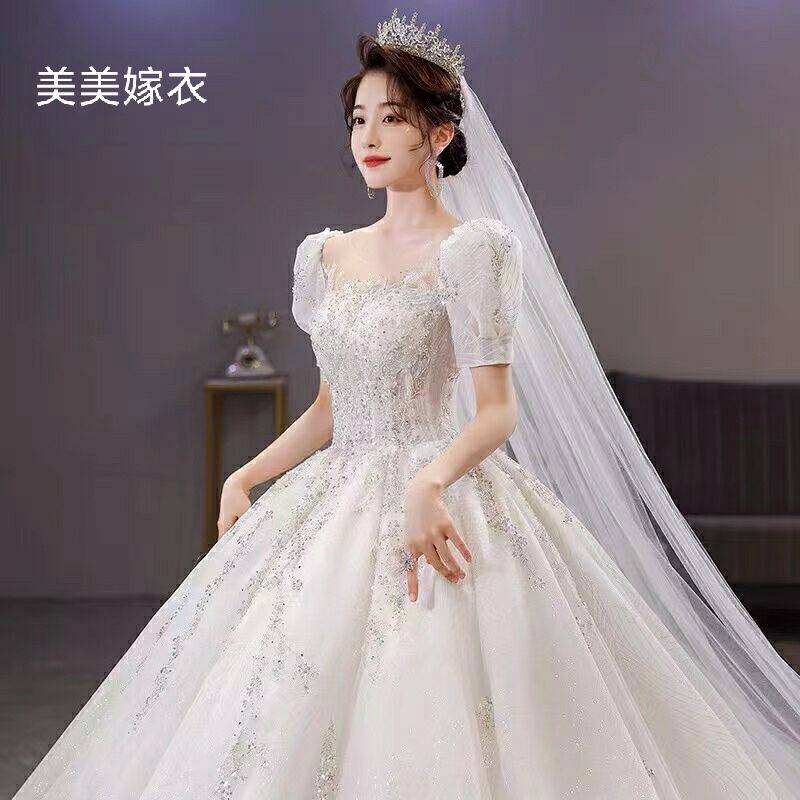 메인 원사 웨딩 드레스 2023 새 신부 여성 큰 꼬리 프랑스 복고풍 궁전 스타일 고품질 질감 작고 가벼운