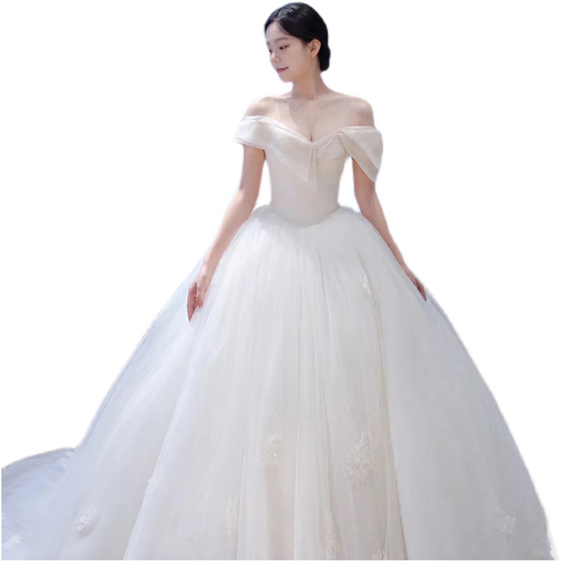Main wedding dress 2024 new one -character shoulder -style mother -style high -level high size light -tail small man goes out of the gauze Main wedding dress 2024 new one -character shoulder -style mother -style high -level high size light -tail small man goes out of the gauze