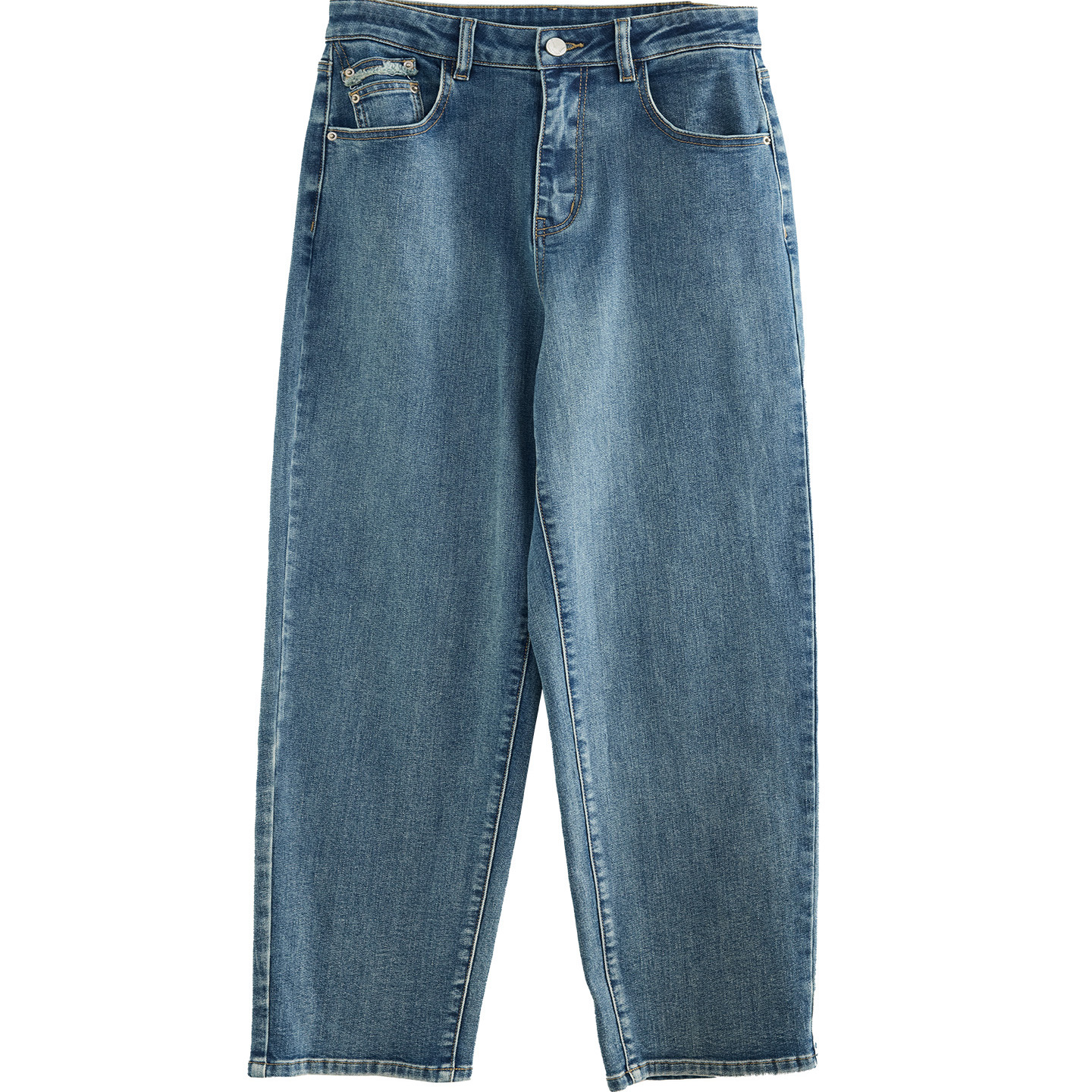 2025冬季新款牛仔裤女复古韩版休闲水洗简约舒适亲肤百搭锥形长裤