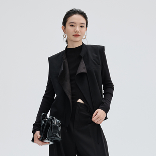 马甲女26春季 时尚 新款 短款 刺绣立领显瘦百搭上衣 无袖 柔光定势