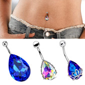 钛钢防过敏粗针肚脐钉水滴款 热卖 新款 超闪大钻夜店肚皮舞脐钉穿刺