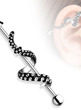 盘蛇耳桥钉316医用钛钢防过敏耳朵杠铃耳骨钉 Industrial Barbell