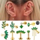 F136钛合金天然石耳钉祖母绿马眼锆石耳骨钉内螺纹耳饰防敏养耳