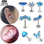 136钛合金澳宝锆石高级感耳钉耳骨钉唇钉穿刺饰品女16G 1.2mm