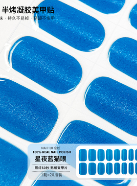 ins风高级凝胶美甲贴【蓝色合集】指甲贴新款半固化UV防水持久