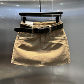 百搭半身裙女美式 时尚 卡其色复古水洗通勤牛仔短裙 新款 2026年春季