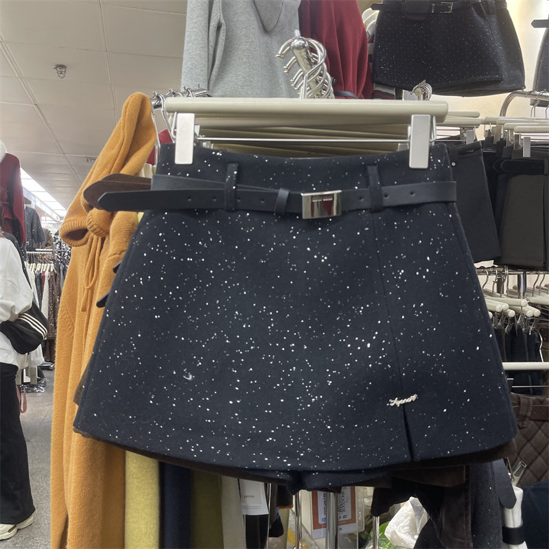 小香风黑色满天星亮片时髦A字裙裤女2025冬季新款百搭毛呢半身裙,女装/女士精品,半身裙,淘宝优惠券,粉丝福利购,淘宝优惠卷