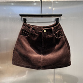 显瘦短裙 百搭时尚 欧货复古辣妹灯芯绒休闲半身裙女2025年冬季 新款