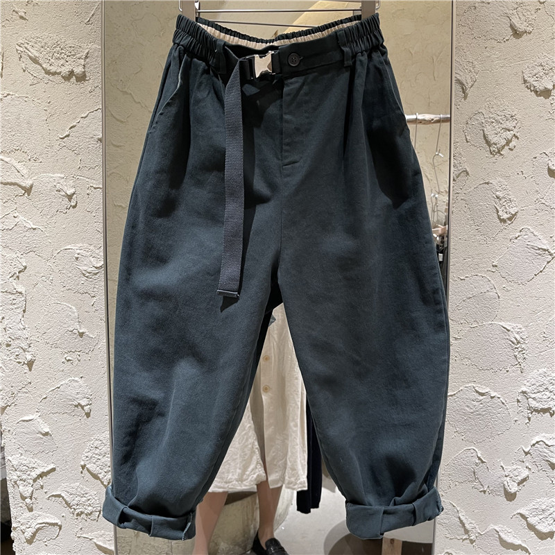 休闲宽松自然腰松紧裤哈伦裤