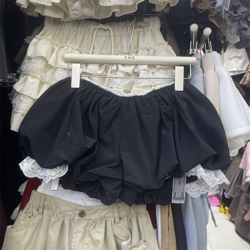 黑色性感辣妹蕾丝拼接设计感花苞短裤女2026年春季新款洋气短裤子,女装/女士精品,休闲裤,淘宝优惠券,粉丝福利购,淘宝优惠卷