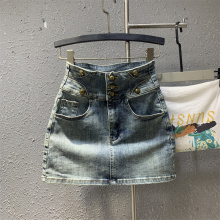 高腰设计感单排扣牛仔半身裙女2025春夏新款洋气减龄显瘦a字短裙