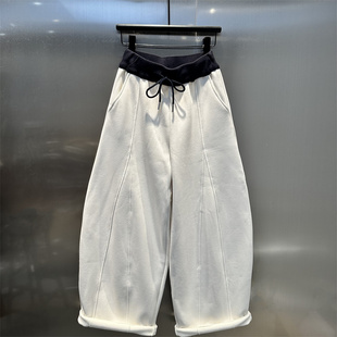 百搭加绒加厚阔腿长裤 慵懒风简约通勤休闲弯刀裤 女2025年秋冬新款