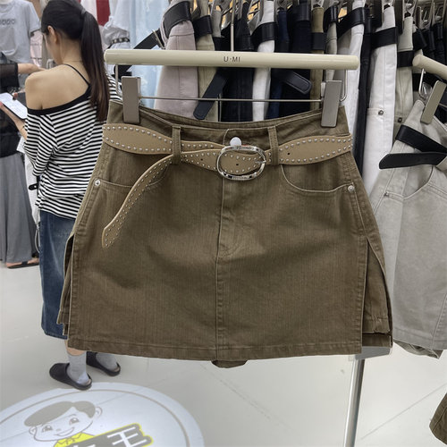 韩系简约复古开叉高腰短裙女2026年夏季新款时尚辣妹休闲半身裙潮