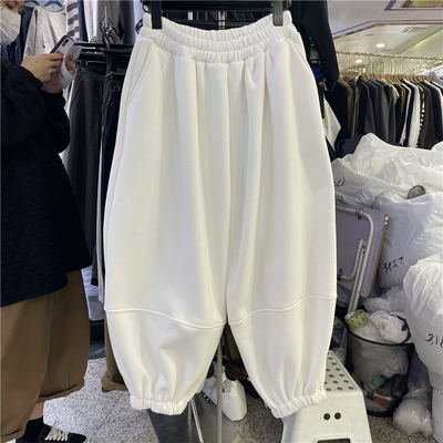 灯笼裤白色休闲运动卫裤