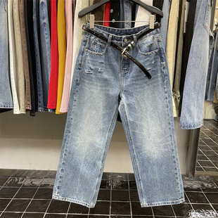 韩系时尚百搭显瘦直筒牛仔裤女2026夏季新款洋气高腰宽松8分裤潮