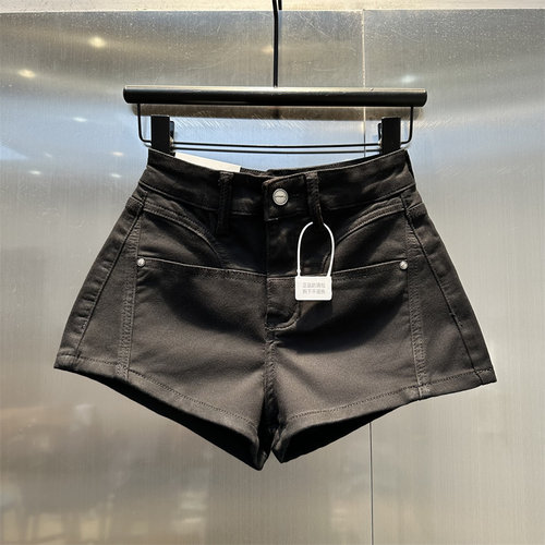 黑色高腰显瘦牛仔短裤女2024早秋新款时尚洋气减龄a字辣妹热裤