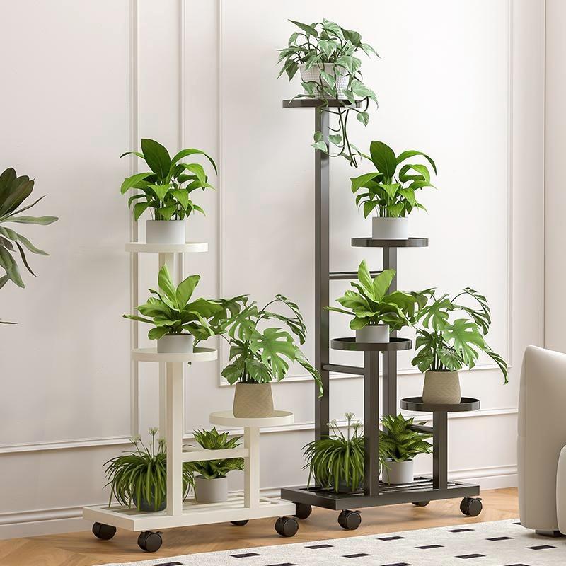 带轮可移动北欧简约铁艺多层花架阳台落地式室内客厅绿植花盆架