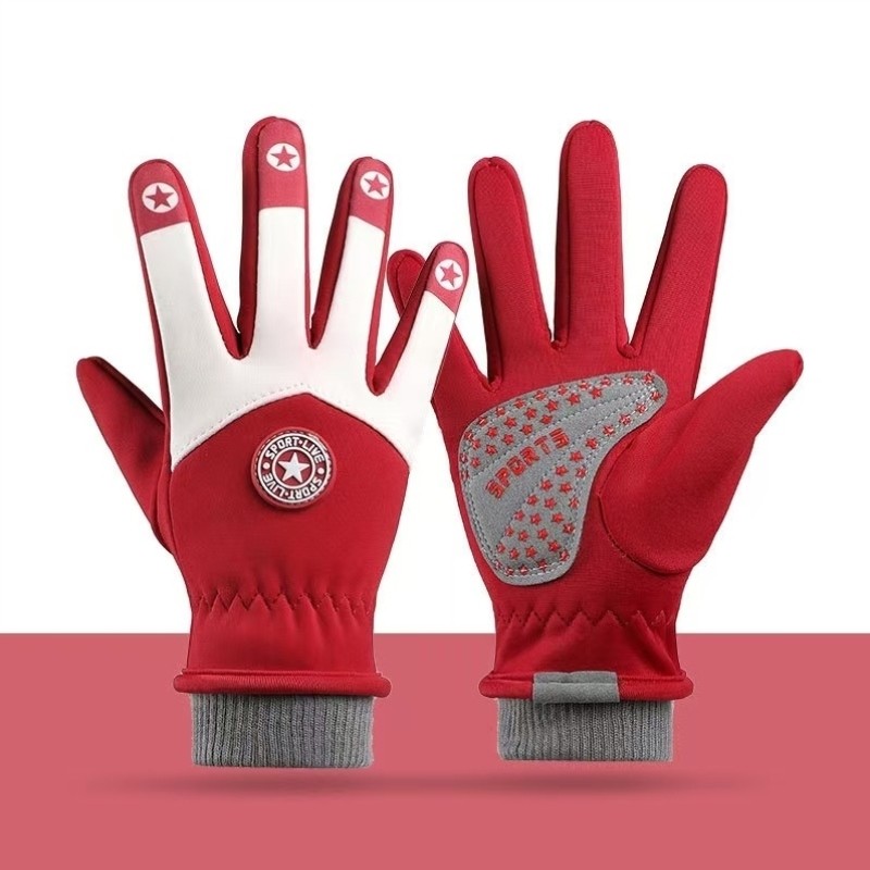 儿童手套冬季防水防滑玩雪保暖加绒学生骑行分指手套滑雪防寒神器