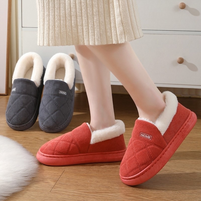 棉拖鞋女包跟冬季情侣家居家室内加绒月子厚底防滑毛绒保暖滑雪袜