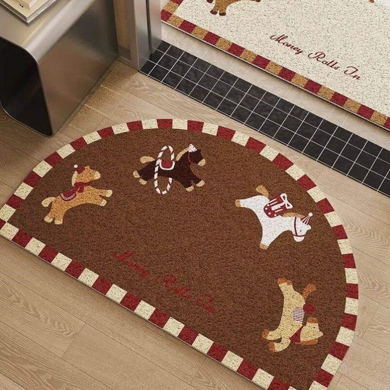 小马驹马年中古半圆入户地垫红色脚垫新年玄关门口地毯丝圈可裁剪,居家布艺,入户地垫,淘宝优惠券,粉丝福利购,淘宝优惠卷