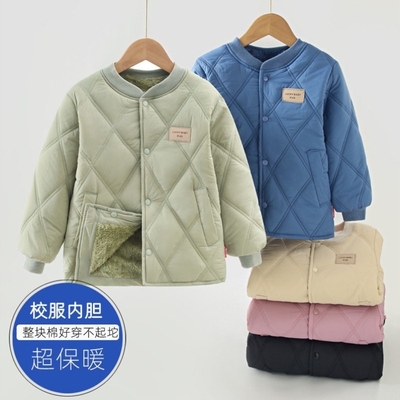 加绒加厚一体棉儿童棉服男童2025新款棒球服棉袄内胆内搭校服神器