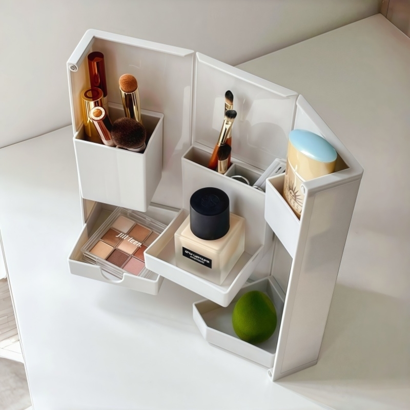 【极简主义】亚克力化妆品收纳盒可折叠置物架桌面多层格防尘女生
