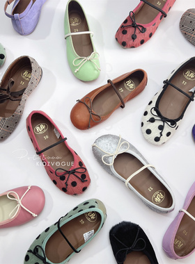 5Z 清仓特价 意大利Pepe儿童手工皮鞋芭蕾鞋马毛纯色复古一脚蹬