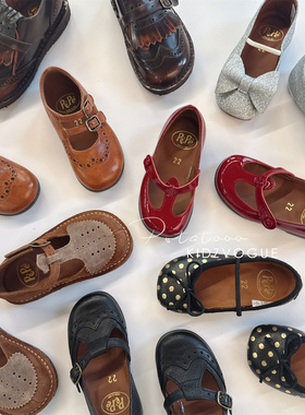 25AW新款现货意大利Pepe儿童手工皮鞋芭蕾饼干漆皮T字纯皮公主鞋