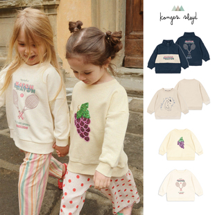 26SS新款丹麦Konges Slojd KS儿童印花卫衣可爱纯色有机棉男女