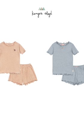 5Z 25HSKonges Slojd KS儿童家居服套装短袖短裤花边可爱睡衣