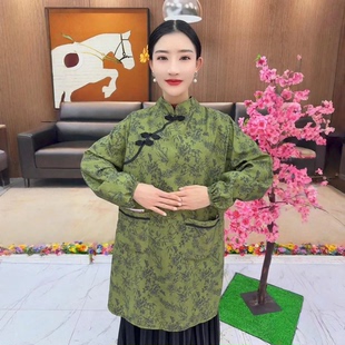 民族风中式 羽绒棉服防污耐脏罩衣上班工作服厨家用房围腰 围裙长袖