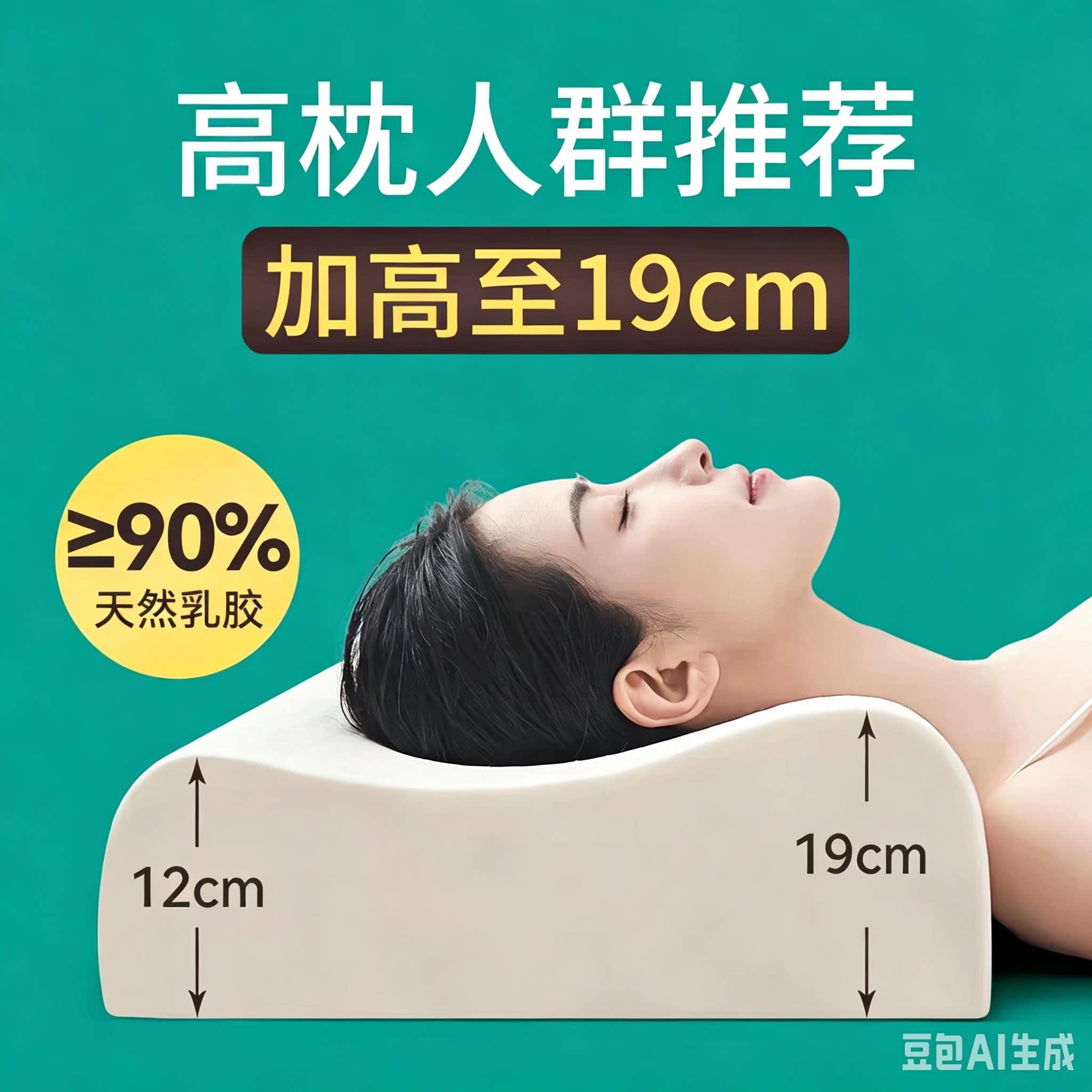 泰国天然乳胶成人护颈加高枕