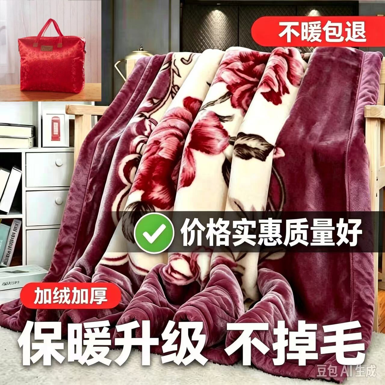 加绒加厚拉舍尔毛毯秋冬季盖毯珊瑚绒双面绒被子学生宿舍午休毯子