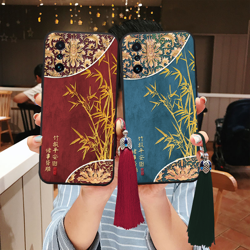 适用红米k90立体浮雕k80竹子至尊版k70手机壳k60平安过年k50高档pro气质10x妈妈a电竞k40s老人高级感古风男