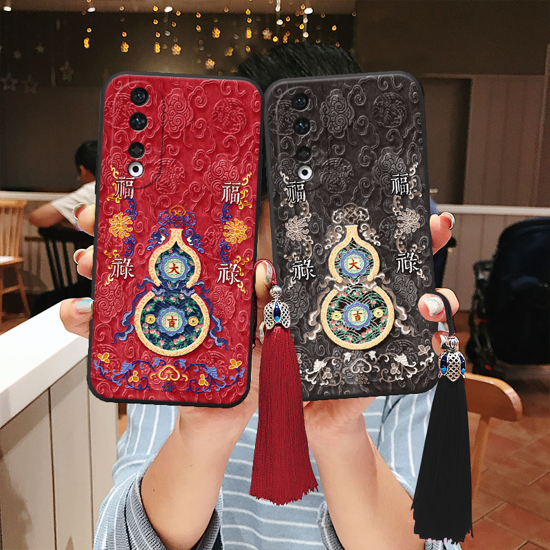 适用荣耀浮雕本命年葫芦手机壳