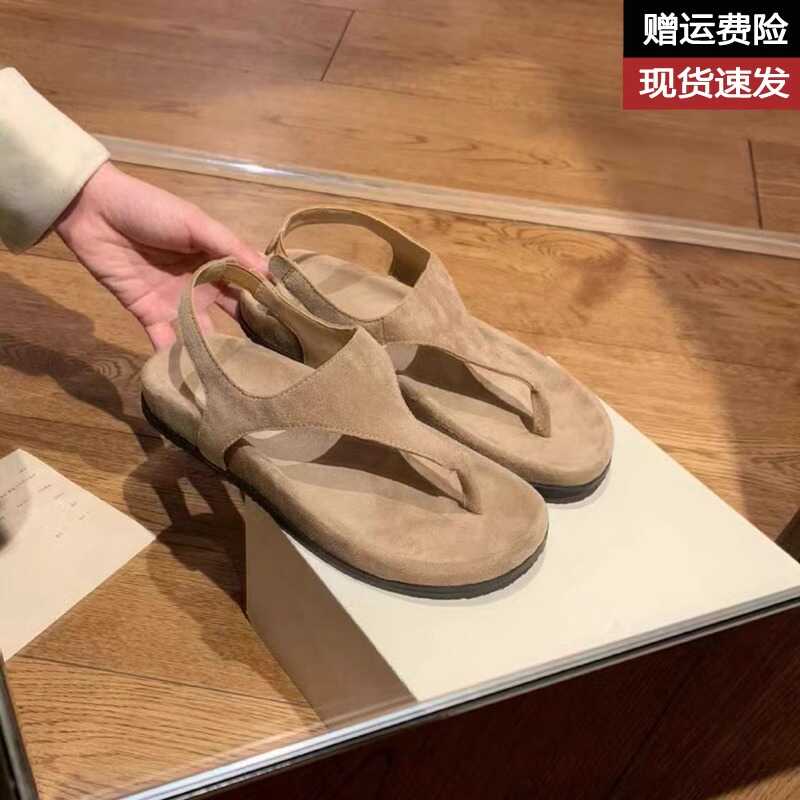 羊皮版~软底真皮复古夹脚趾凉鞋女夏季度假罗马休闲厚底人字凉拖