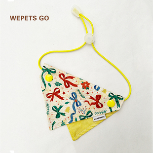 素宠物可爱装 亮色蝴蝶结元 饰口水巾 原创手工制作 冬日圣诞