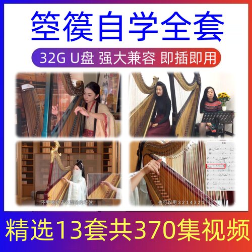 箜篌视频教程零基础入门演奏级教学自学箜篌初学者全套U盘